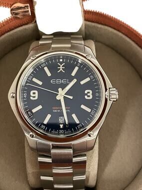 Ebel Discovery Men Swiss Quartz Watch 41mm Blue Dial Stainless Steel 1216400 NIB